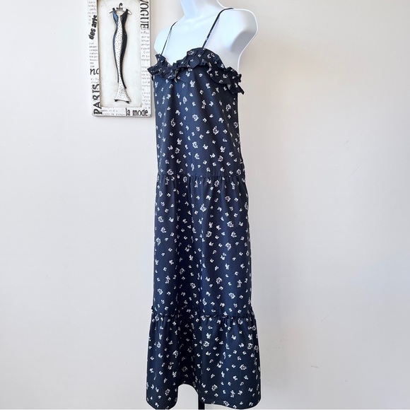 Who What Wear Black Floral 100% Cotton Maxi Dress Size M - Picture 4 of 11